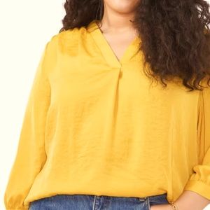 Ana Mustard Yellow V Neck Blouse